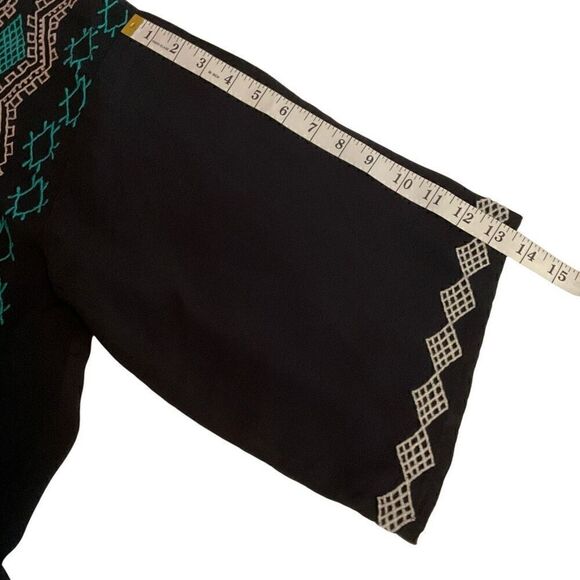inLUV Swimsuit Cover Up Open Front Kimono Black Geometric Embroidery Size Small - Picture 6 of 10